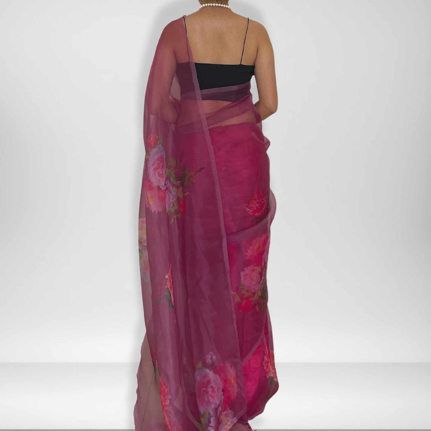 Kadambari, Onion Purple Organza Saree by Shobhangini, Organza Saree, Purple Saree