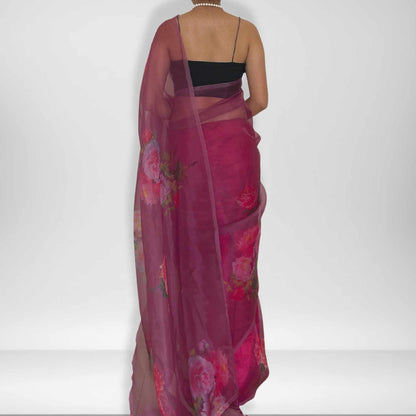 Kadambari, Onion Purple Organza Saree by Shobhangini, Organza Saree, Purple Saree