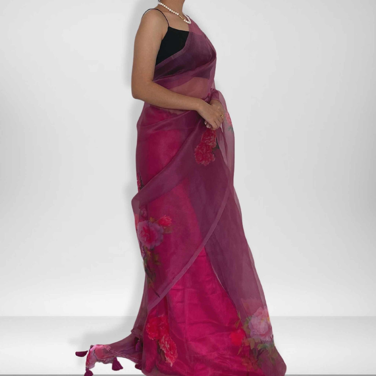 Kadambari, Onion Purple Organza Saree by Shobhangini, Organza Saree, Purple Saree