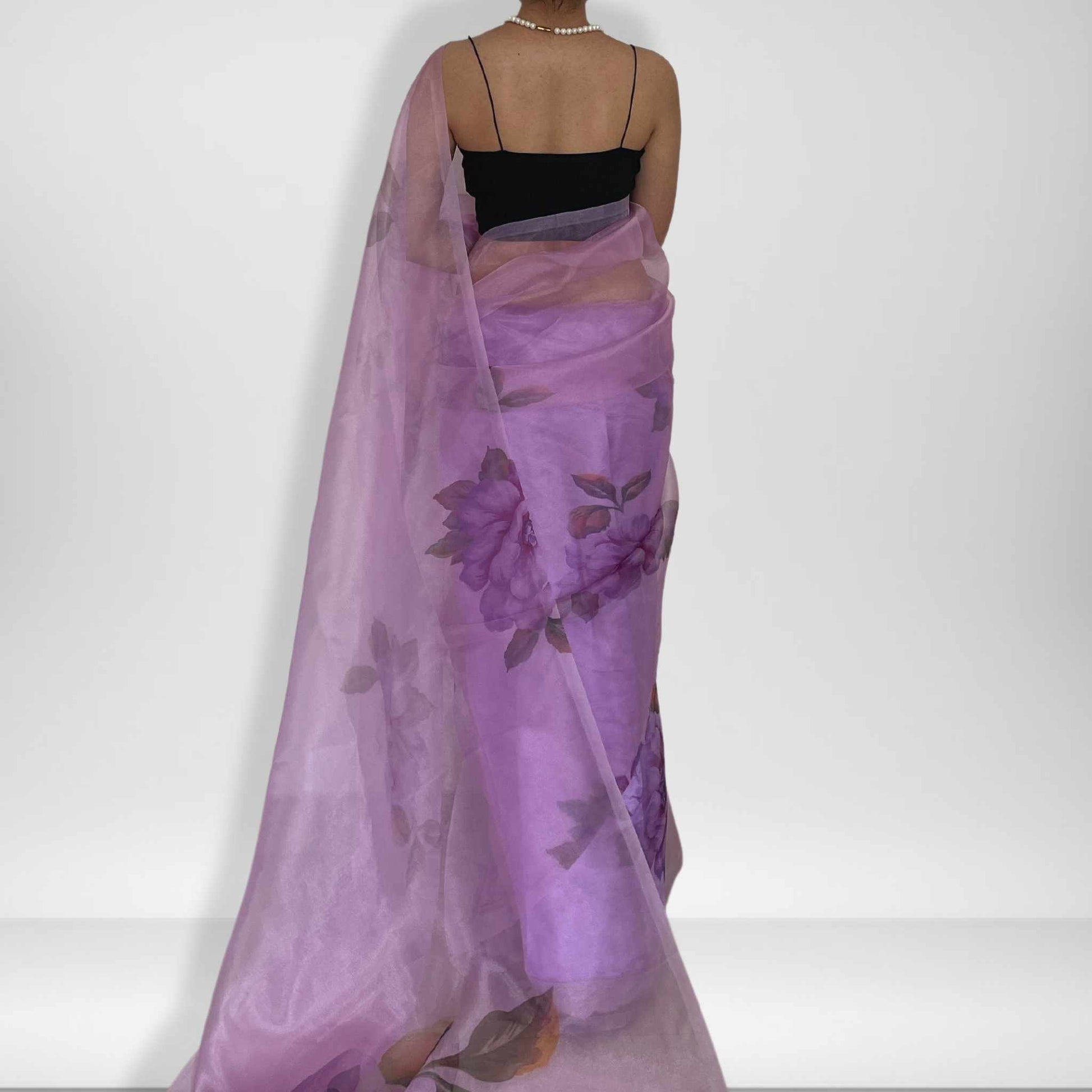 Parijatam, Light Purple Organza Saree by Shobhangini, Organza Saree, Lavender Saree