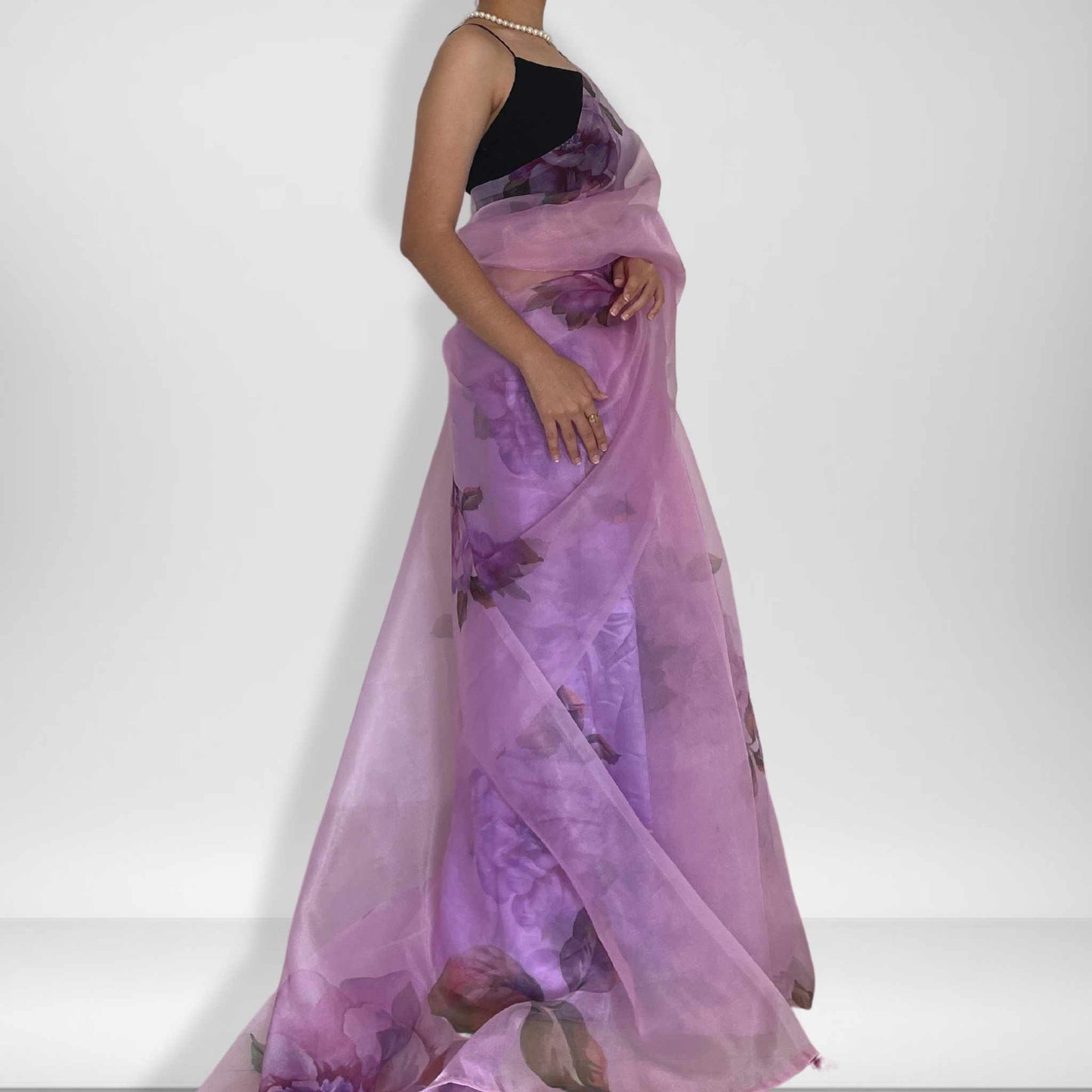 Parijatam, Light Purple Organza Saree by Shobhangini, Organza Saree, Lavender Saree