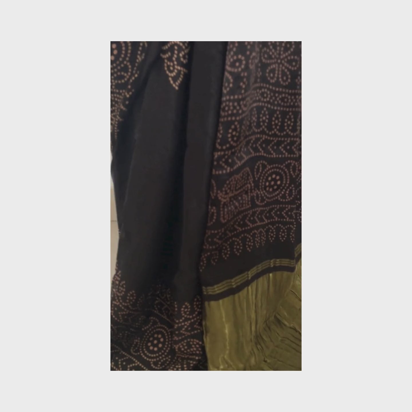 Ananya, Black Modal Saree with Bandhani and Zari Work on Pallu by Shobhangini, Modal Saree, Bandhani Saree