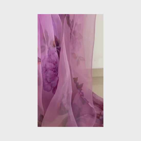 Parijatam, Light Purple Organza Saree by Shobhangini, Organza Saree, Lavender Saree