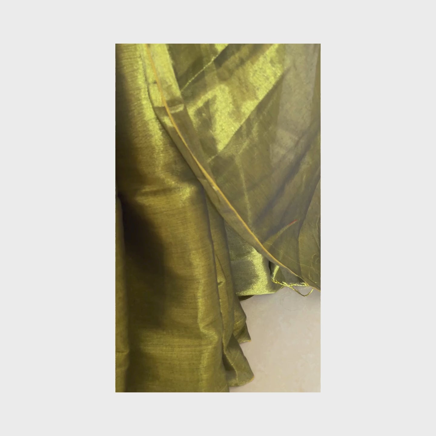 Amara, Green Raga Cotton Tissue Saree with Golden Zari Work by Shobhangini