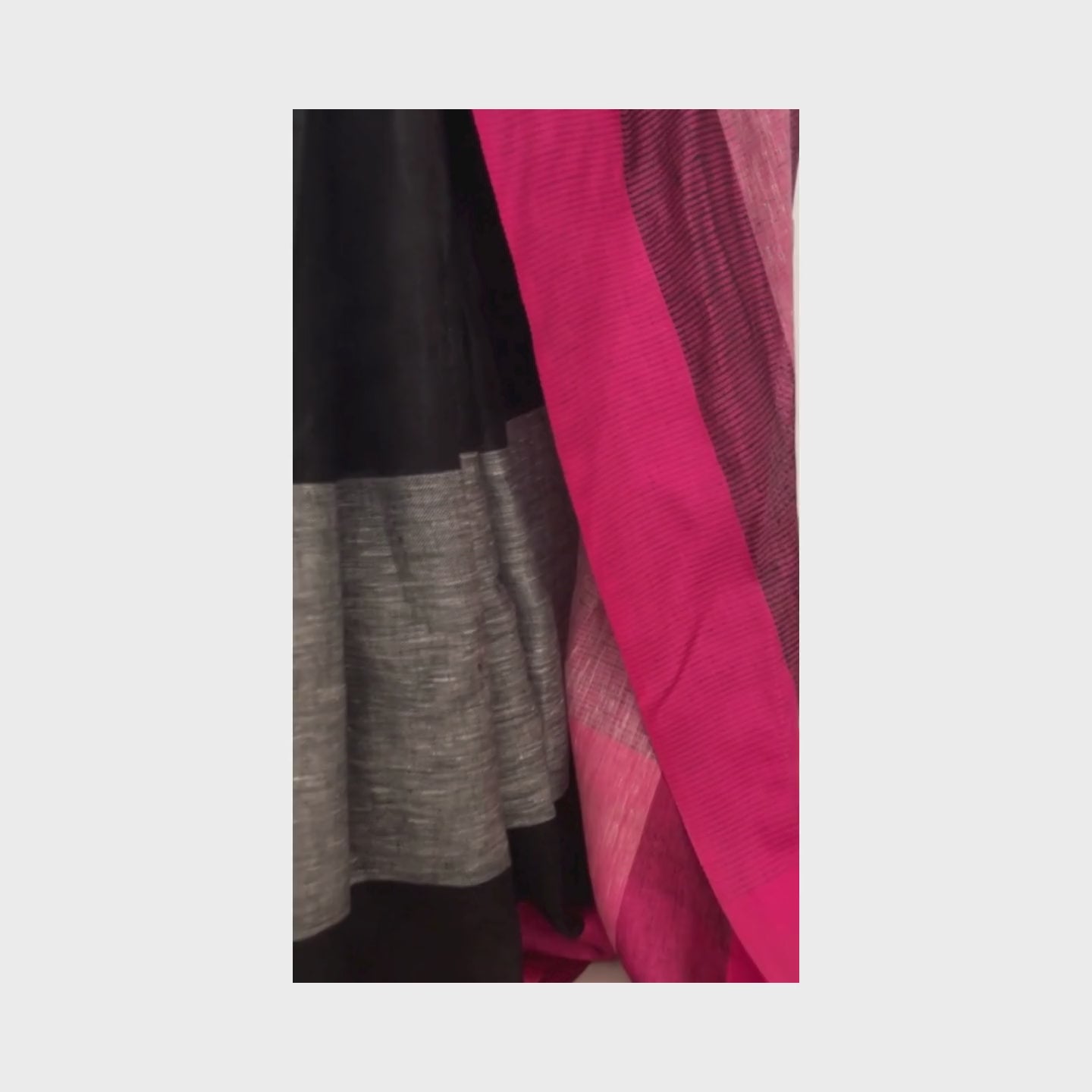 Ramma, Pink, Black and Grey Khadi Saree by Shobhangini