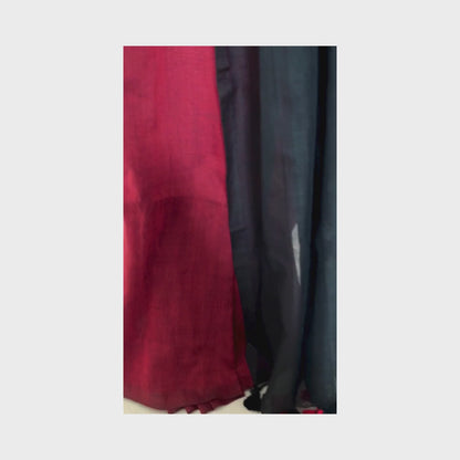 Damini, Red and Black Khadi Saree by Shobhangini, Khadi Saree, Cotton Saree