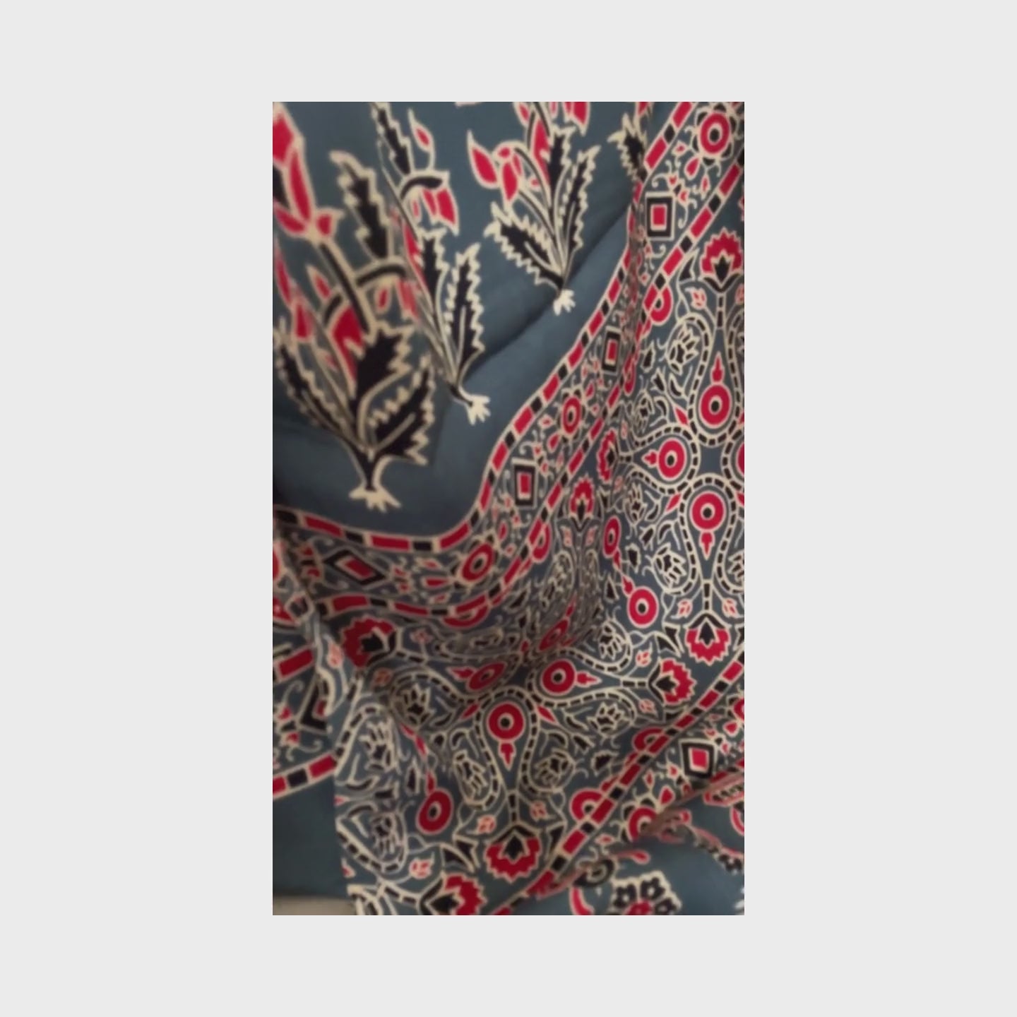 Mohana, Grey Modal Saree with Ajrak Print by Shobhangini, Modal Saree, Ajrak Print Saree