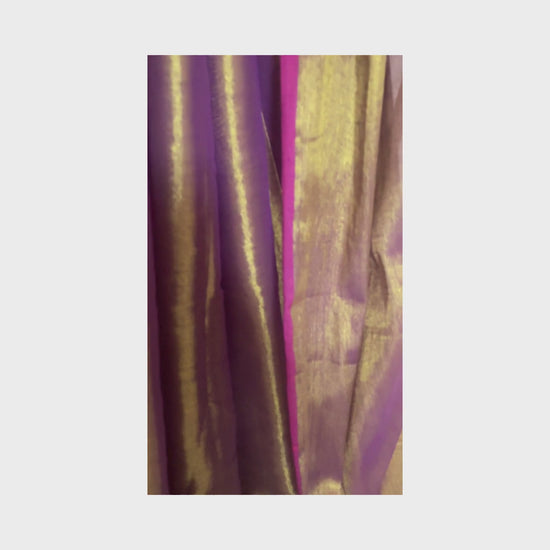 Saanvi, Purple Raga Cotton Tissue Saree with Golden Zari Work by Shobhangini