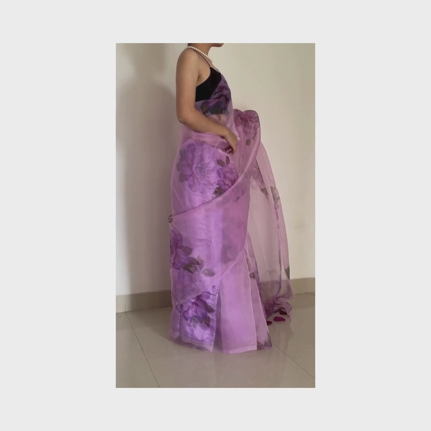 Parijatam, Light Purple Organza Saree by Shobhangini, Organza Saree, Lavender Saree