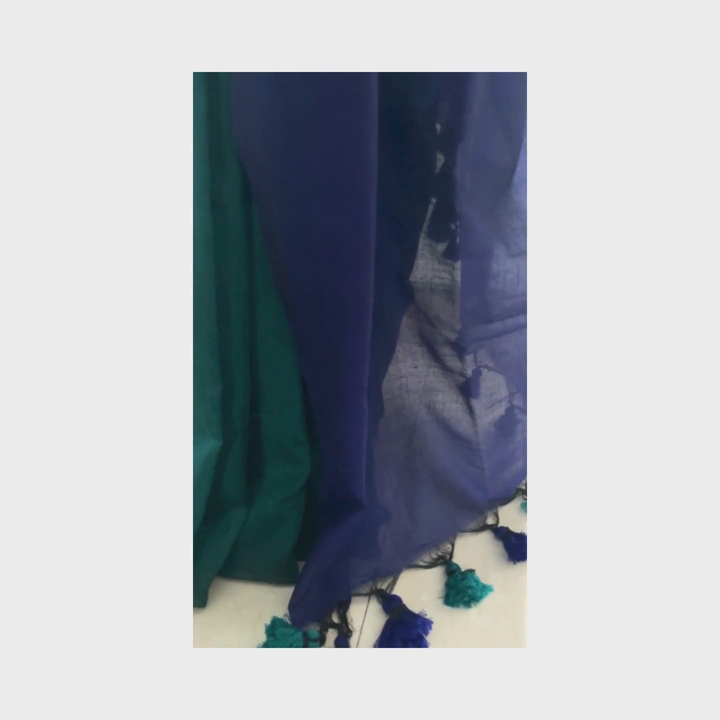 Neelambari, Blue and Green Khadi Saree by Shobhangini, Khadi Saree, Cotton Saree