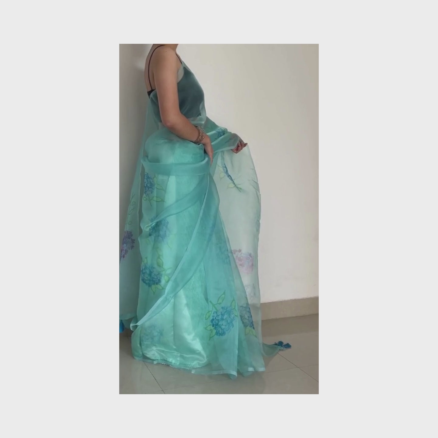 Daksha, Blue Organza Saree by Shobhangini, Organza Saree, Navy Blue Saree